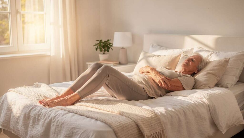 Exercices au lit après 60 ans : 4 mouvements pour renforcer le core sans solliciter le dos